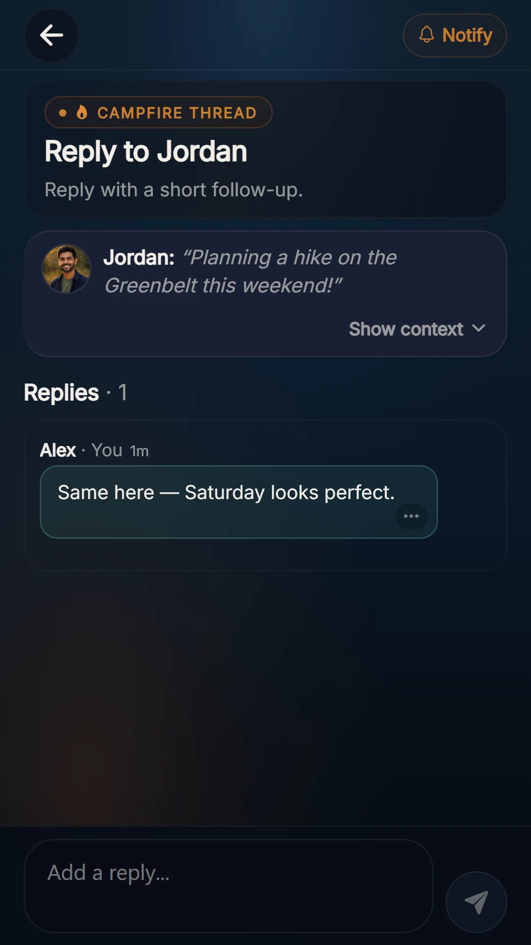 Kynward Campfire reply thread — follow up on someone’s answer